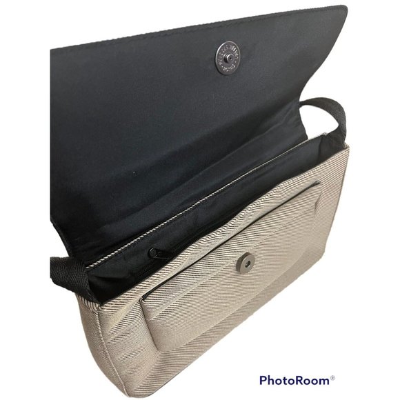 Vtg Ego Shoulder Bag Handbag Beige Baguette Canvas Minimalist Medium Size Y2K - Picture 8 of 10